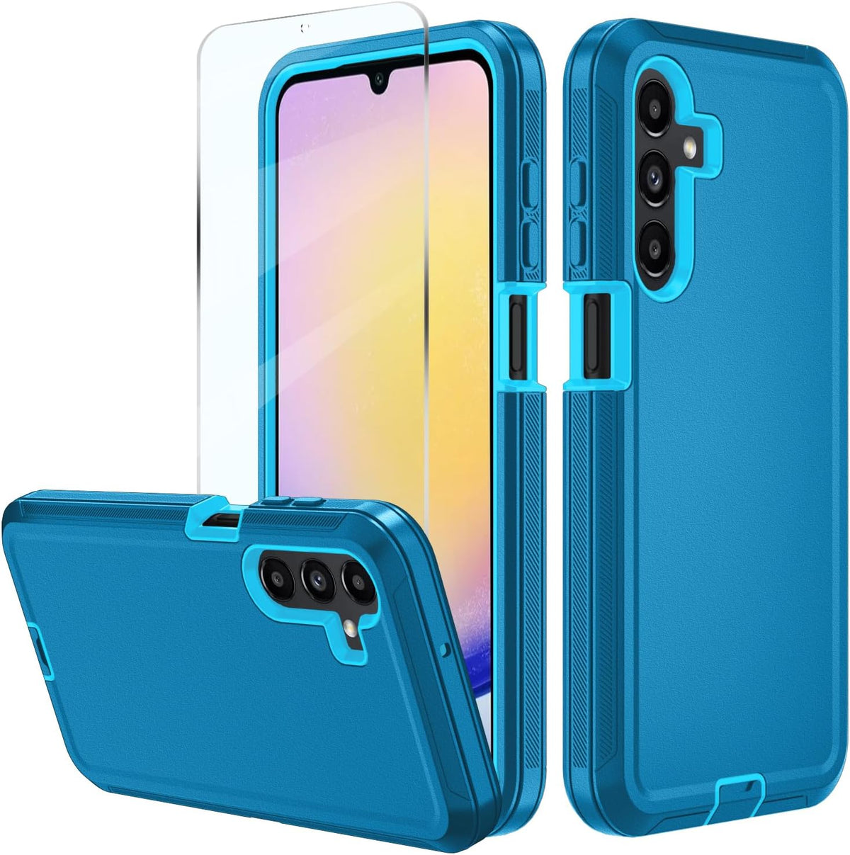 Shock-proof protective case for Samsung Galaxy A17 5G with tempered glass screen protector.