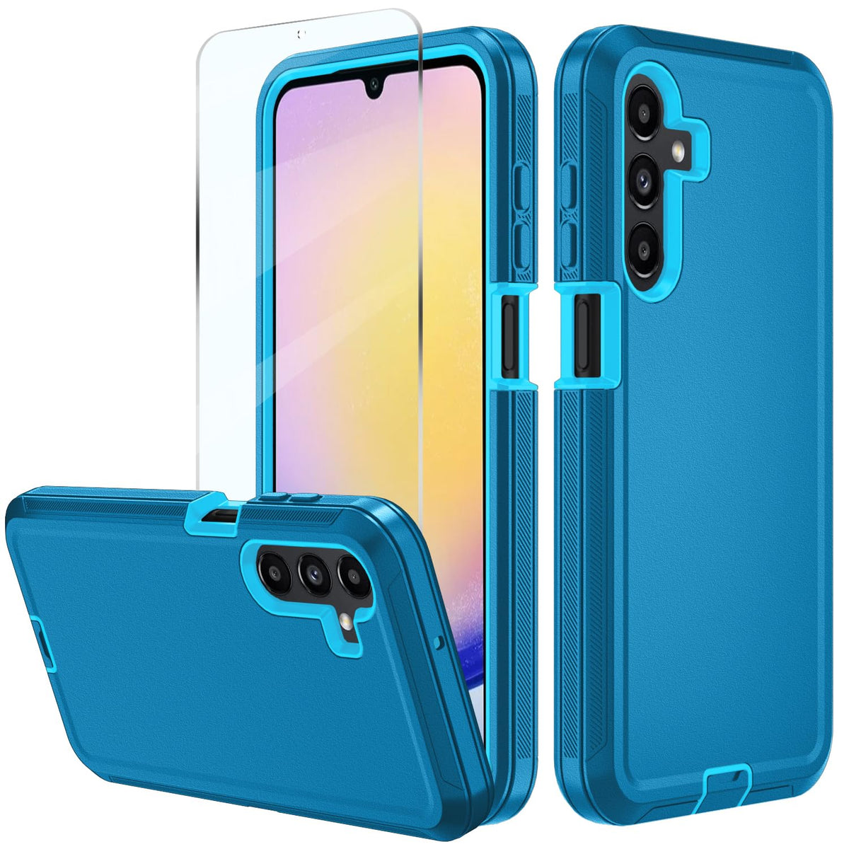 Shock-proof protective case for Samsung Galaxy A17 5G with tempered glass screen protector.