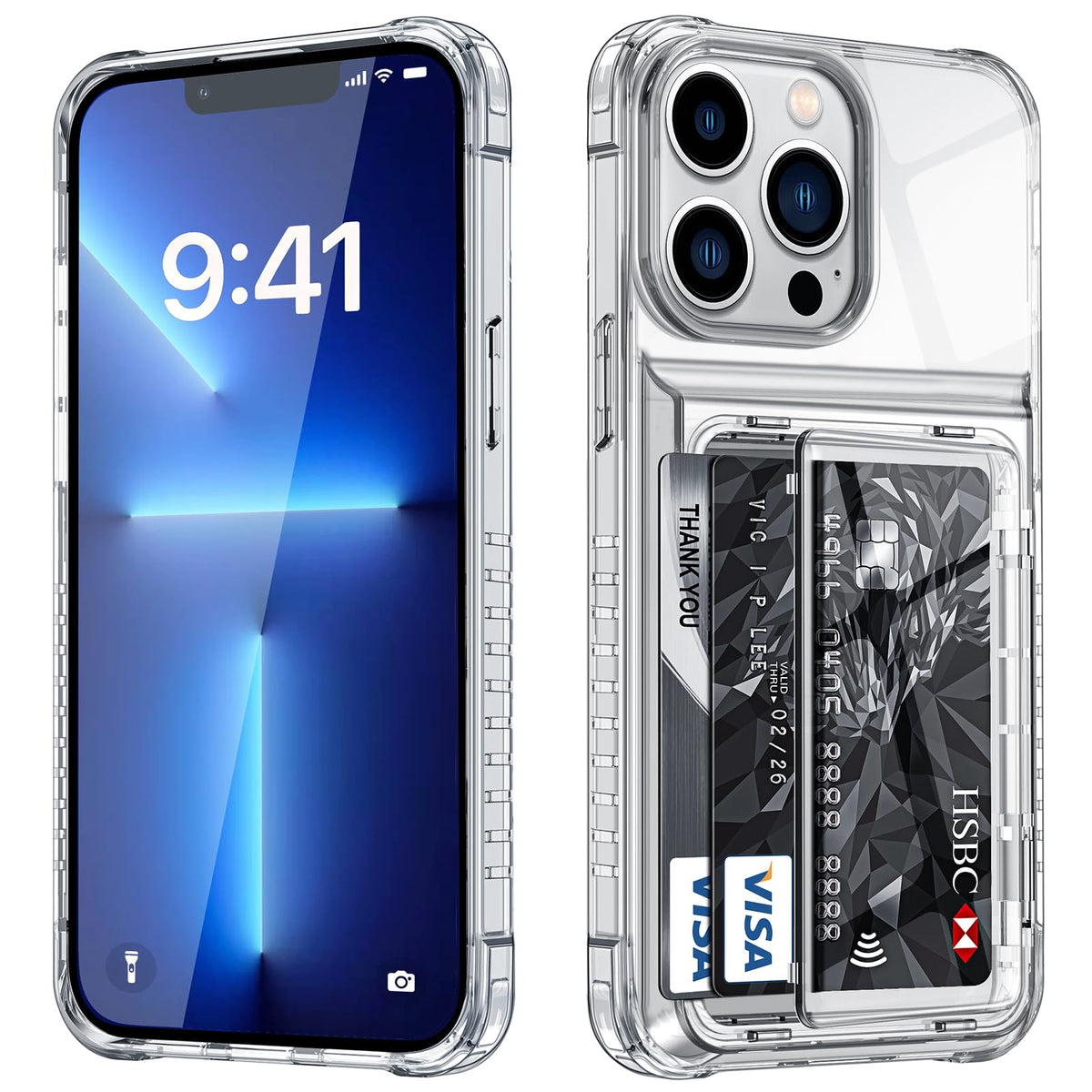 Shockproof hard PC case for iPhone 17 Pro with card slot