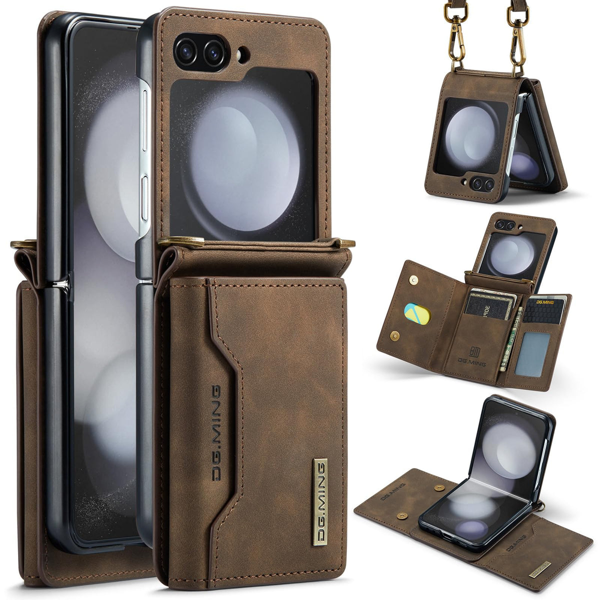 Crossbody wallet style leather phone case for Samsung Galaxy Z Flip 6