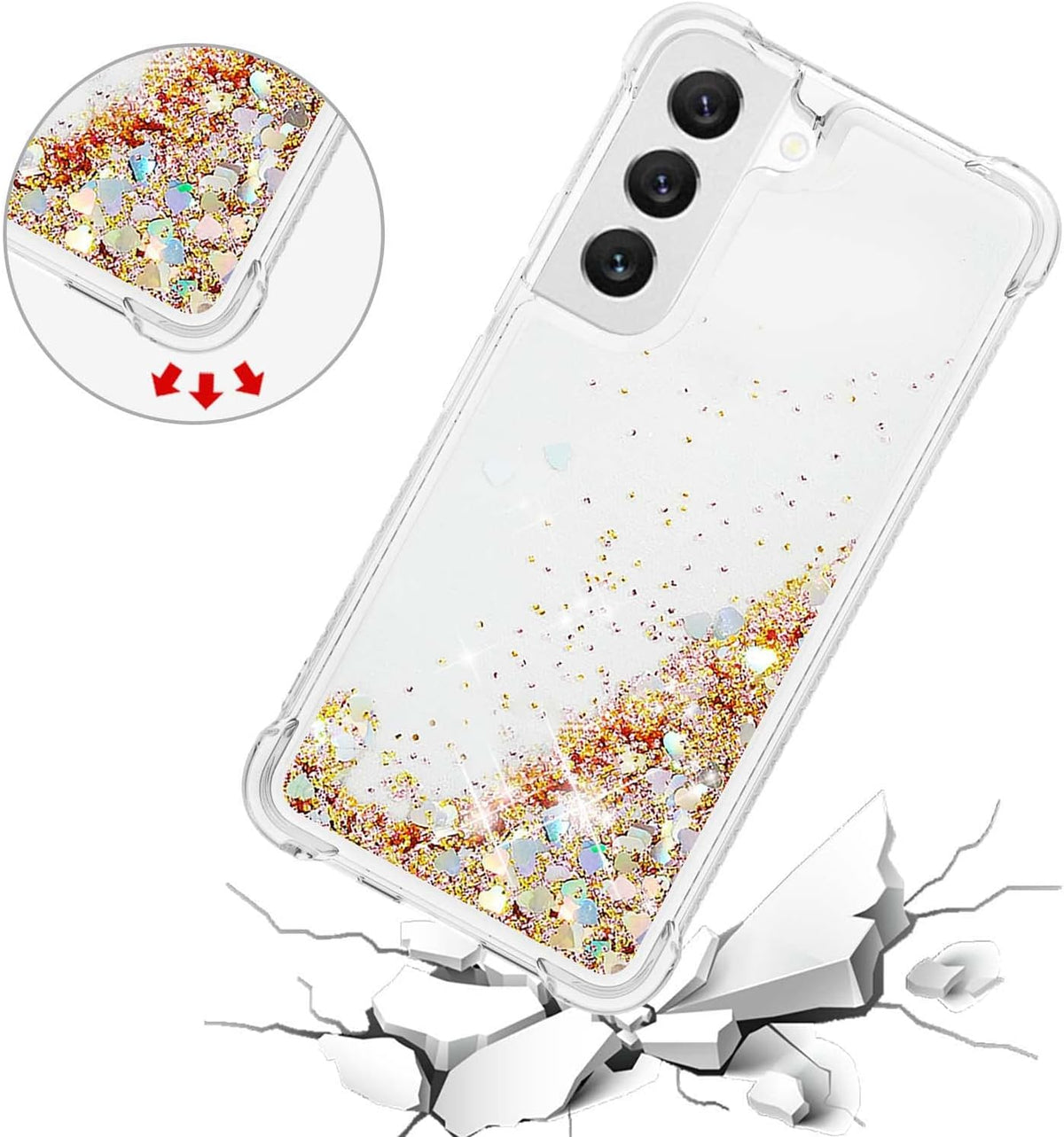 Glitter Transparent TPU Phone Case For Samsung Galaxy S23 Plus 