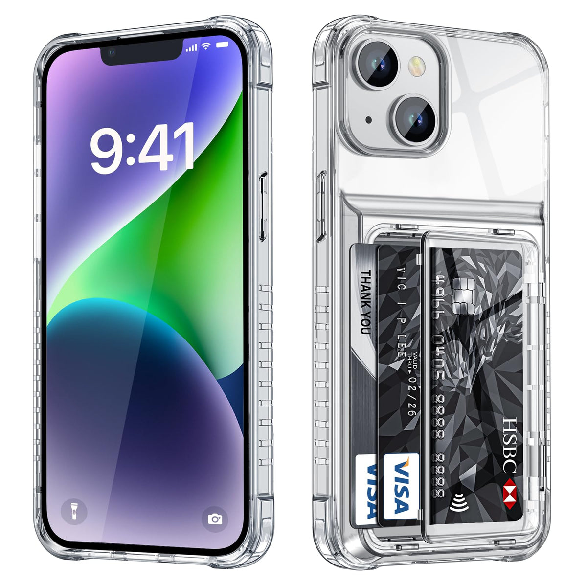 Shockproof hard PC case for iPhone 17 Pro with card slot