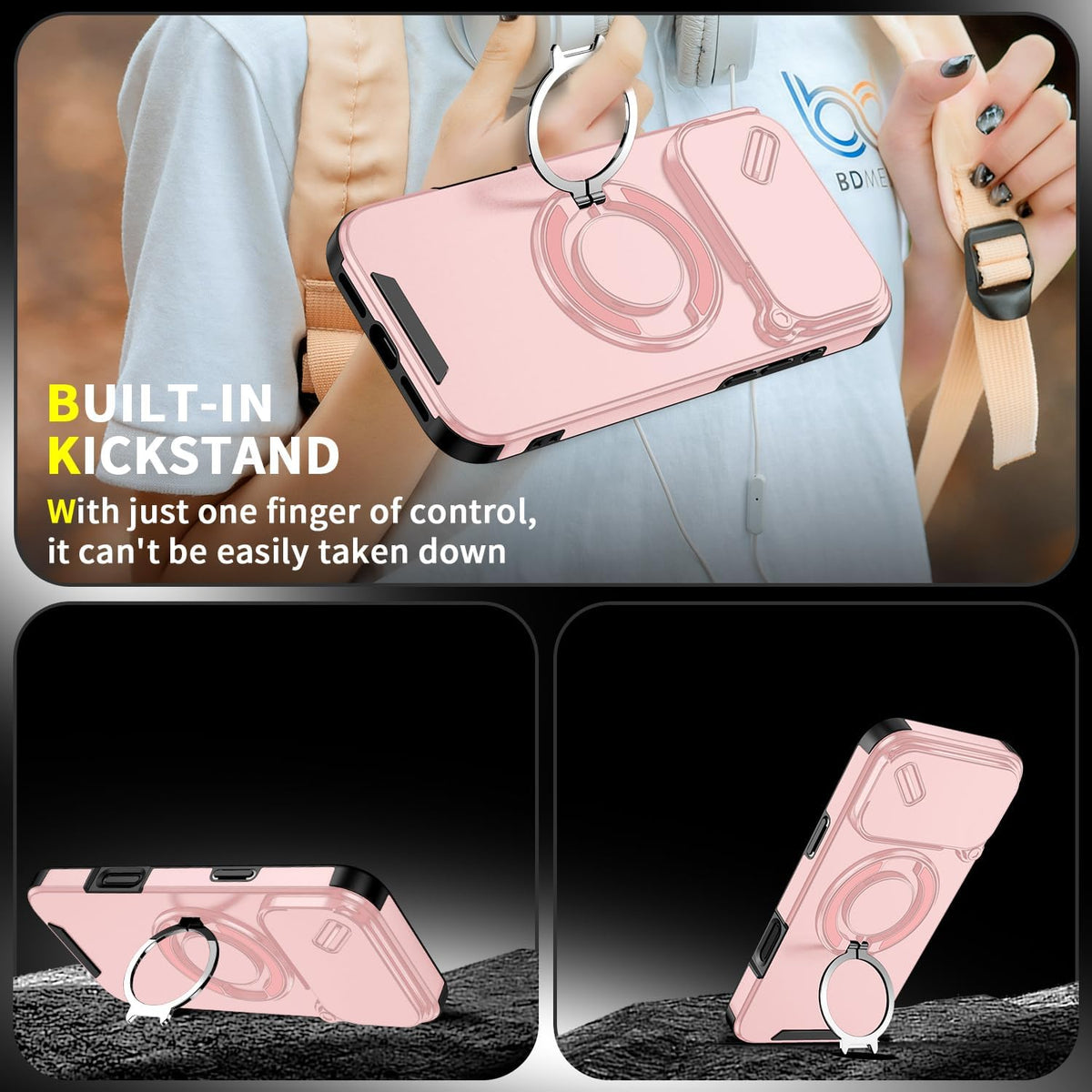 TPU+PC shockproof phone case with stand for iPhone 17 Pro Max