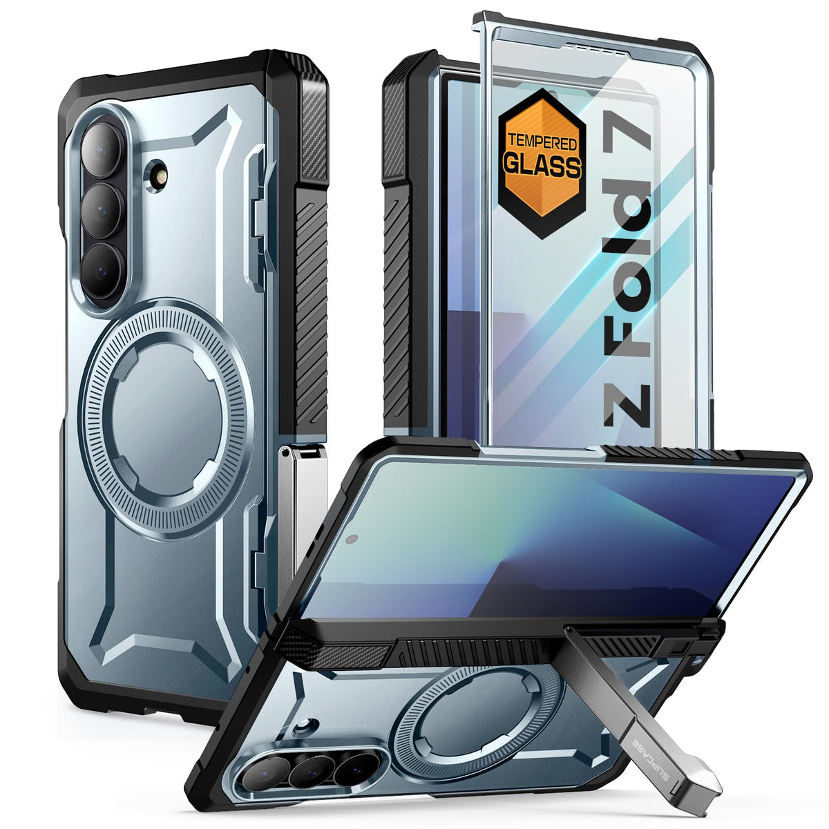 Compatible with Samsung Galaxy Z Fold 7, [MagnSafe compatible] [Built-in tempered glass screen protector] [Hinge protection] Military-grade drop-proof phone case