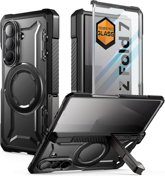 Compatible with Samsung Galaxy Z Fold 7, [MagnSafe compatible] [Built-in tempered glass screen protector] [Hinge protection] Military-grade drop-proof phone case