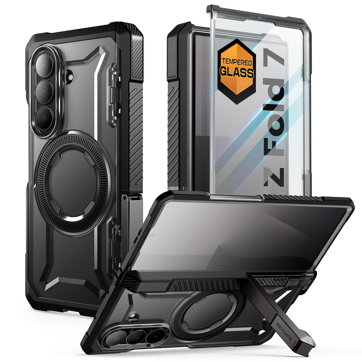 Compatible with Samsung Galaxy Z Fold 7, [MagnSafe compatible] [Built-in tempered glass screen protector] [Hinge protection] Military-grade drop-proof phone case