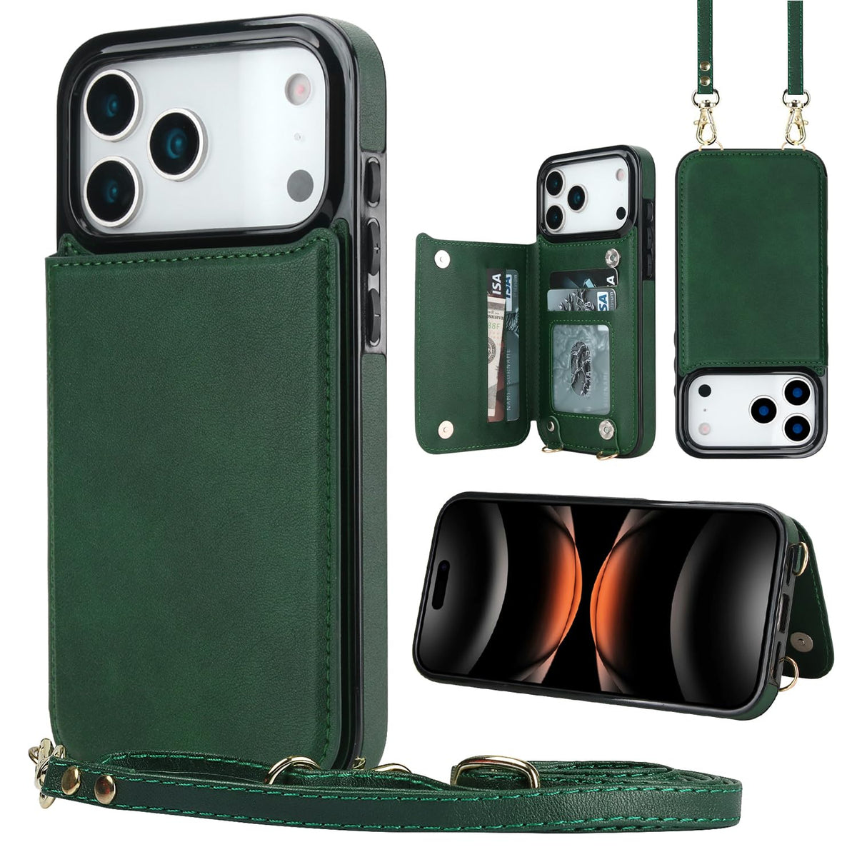 Wallet PU Leather Phone Case for iPhone 17 Pro RFID Blocking 