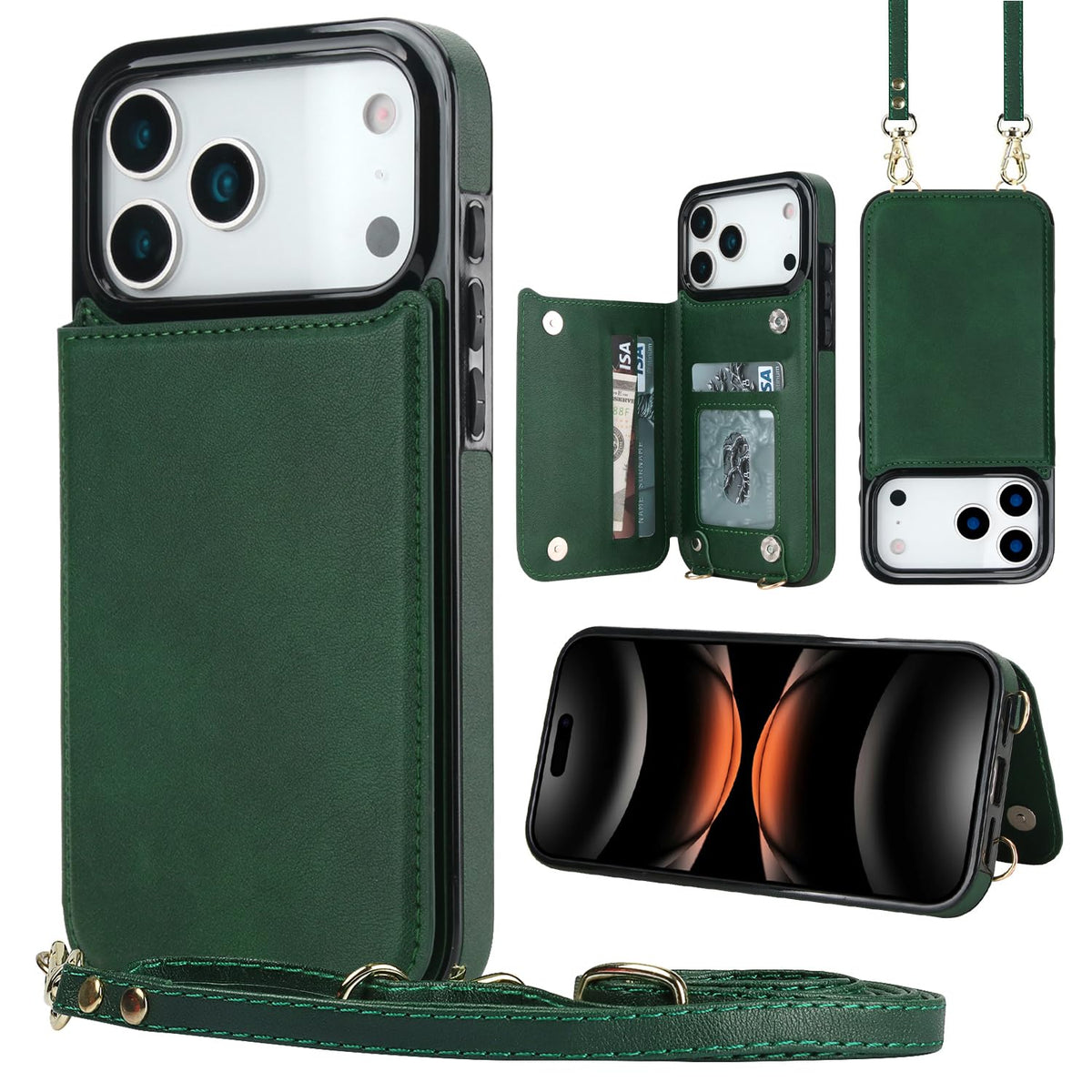 Wallet PU Leather Phone Case for iPhone 17 Pro RFID Blocking 