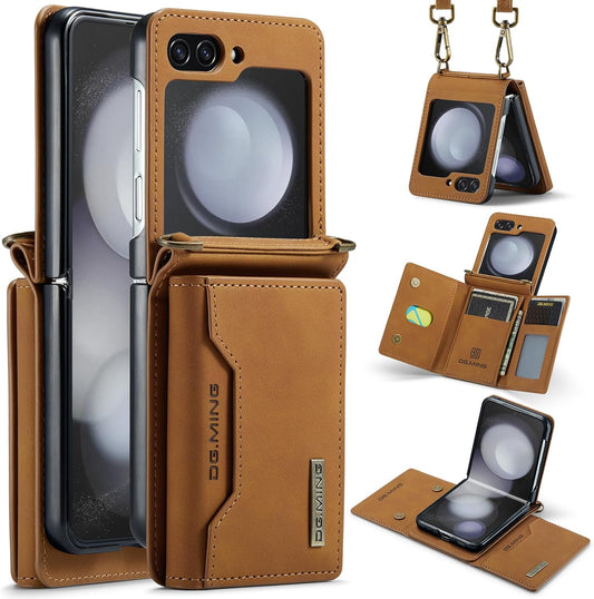 Crossbody wallet style leather phone case for Samsung Galaxy Z Flip 6