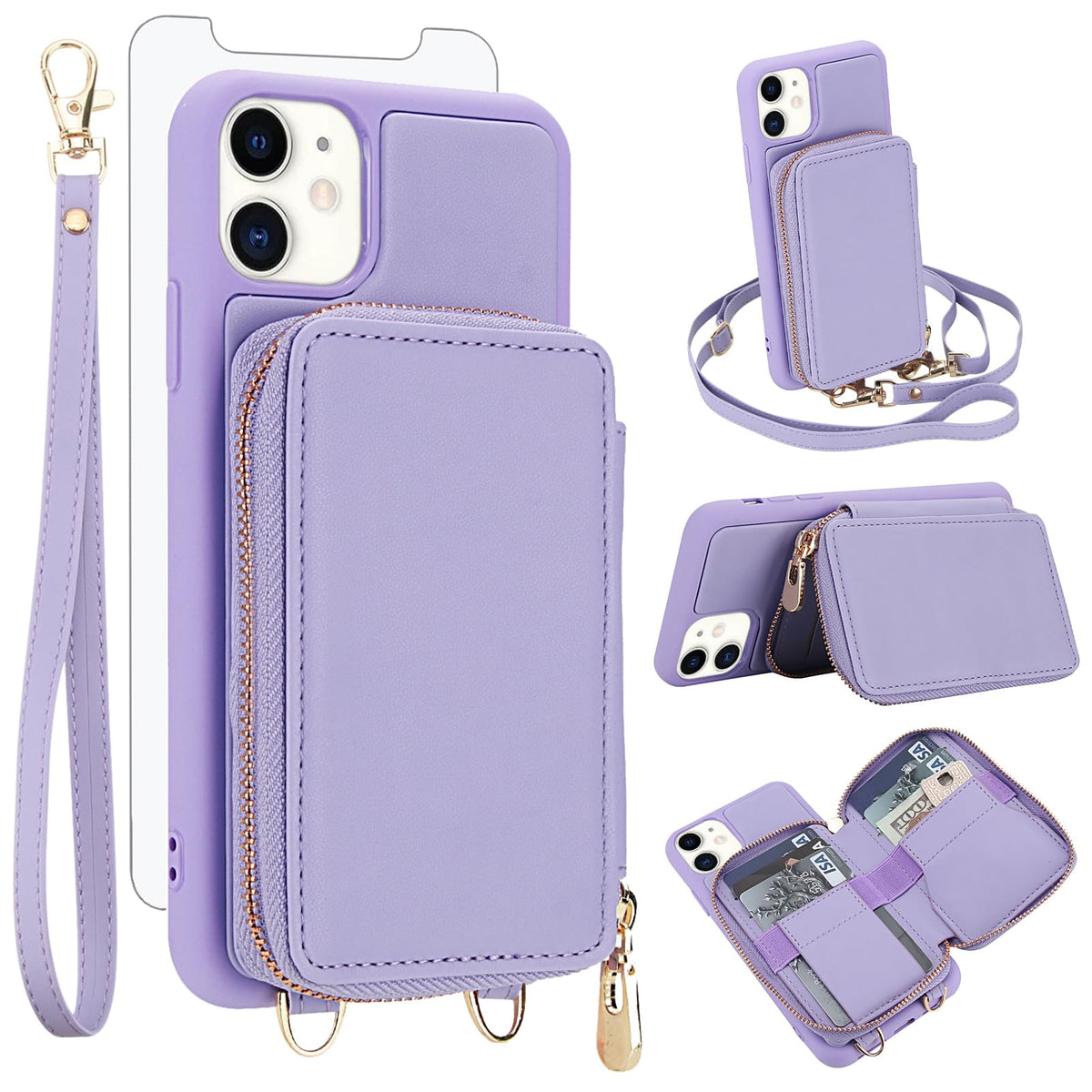 PU+TPU Leather Wallet Case With Screen Protector for iPhone 17 Pro Max