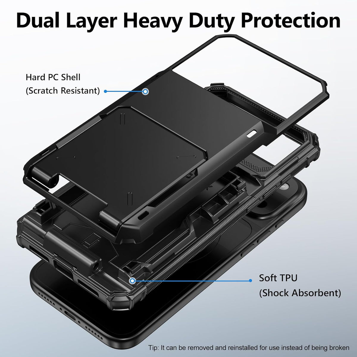 TPU+PC shockproof and drop-proof phone case with card slot for iPhone 17 Pro