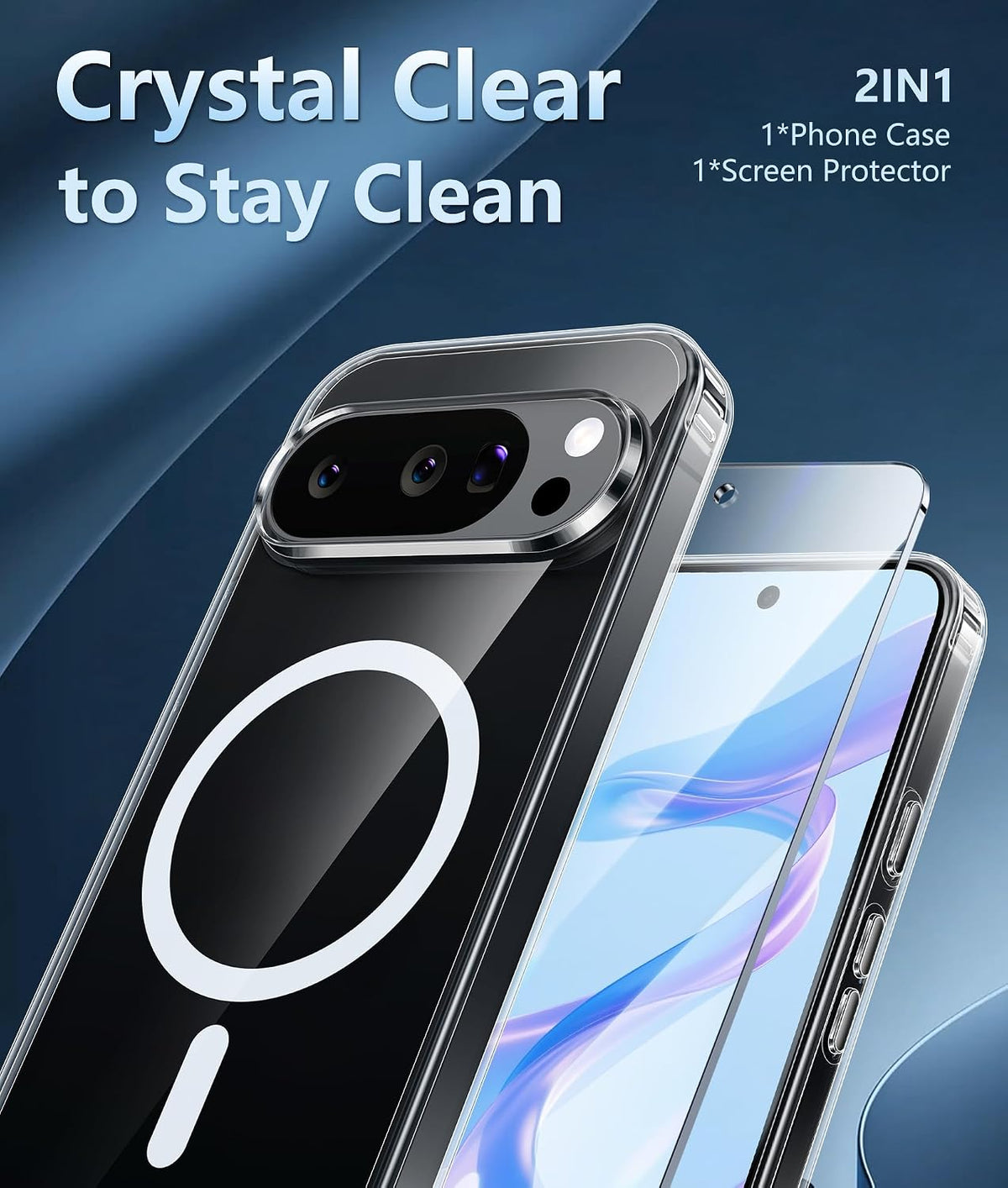 MagSafe clear phone case with screen protector for Google Pixel 10/10 Pro