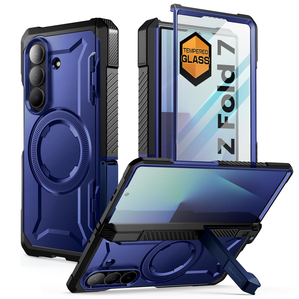 Compatible with Samsung Galaxy Z Fold 7, [MagnSafe compatible] [Built-in tempered glass screen protector] [Hinge protection] Military-grade drop-proof phone case