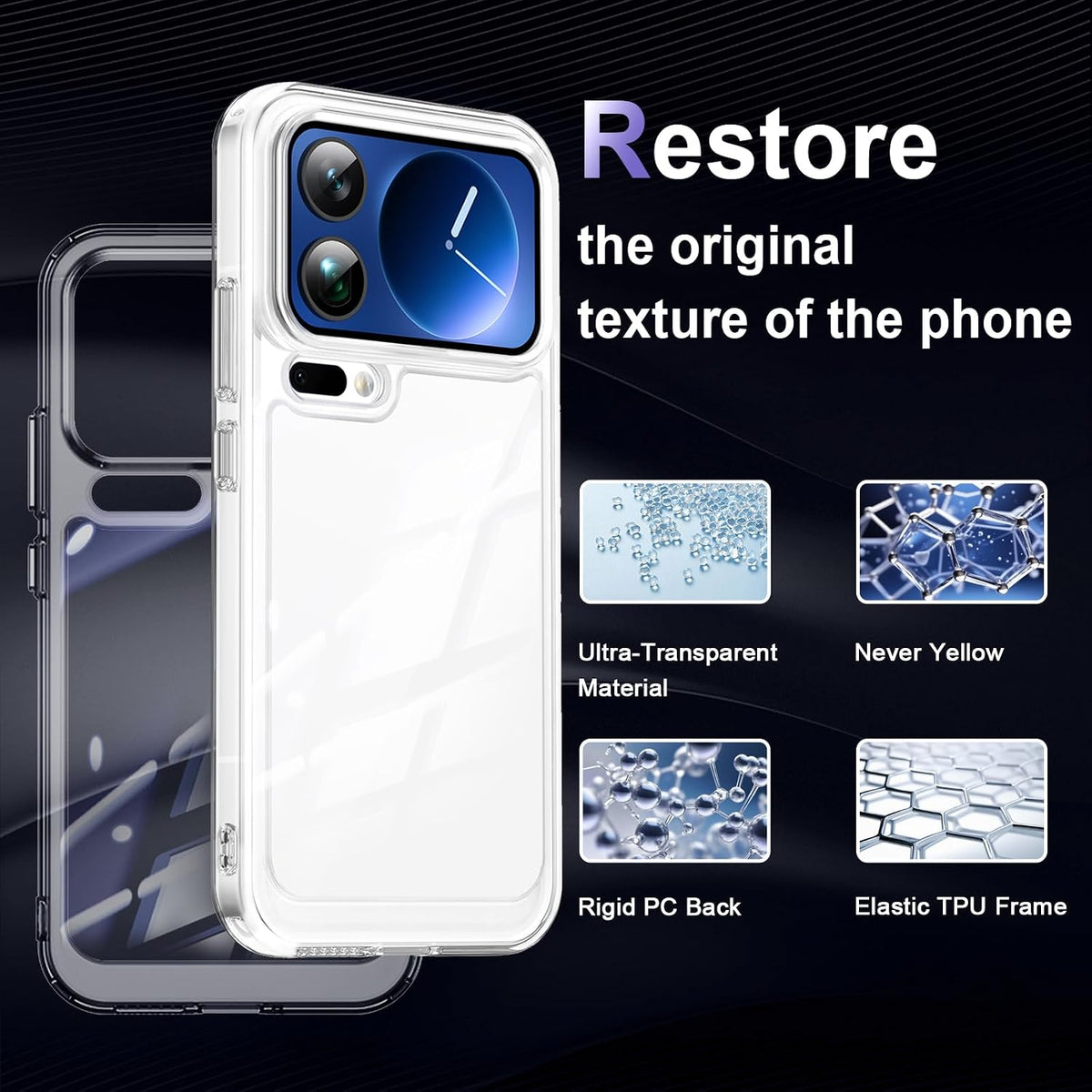 Military-grade drop-proof transparent phone case for Xiaomi 17 Pro Max