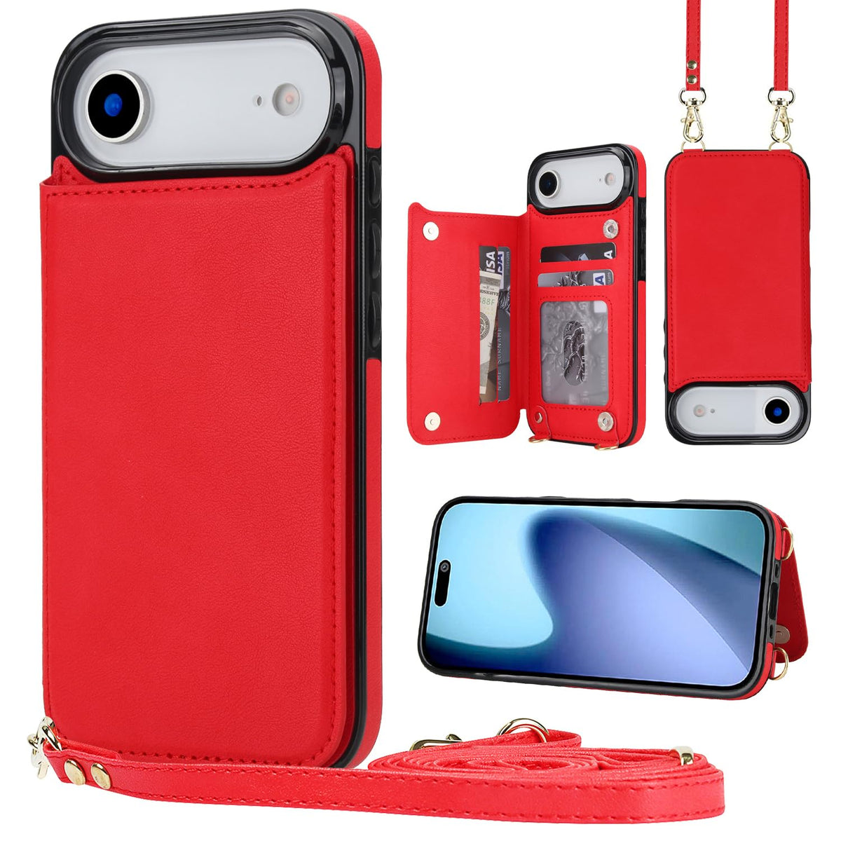 Wallet PU Leather Phone Case for iPhone 17 Pro RFID Blocking 