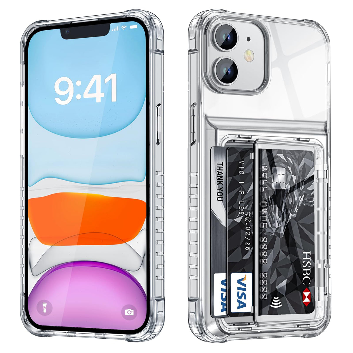 Shockproof hard PC case for iPhone 17 Pro with card slot