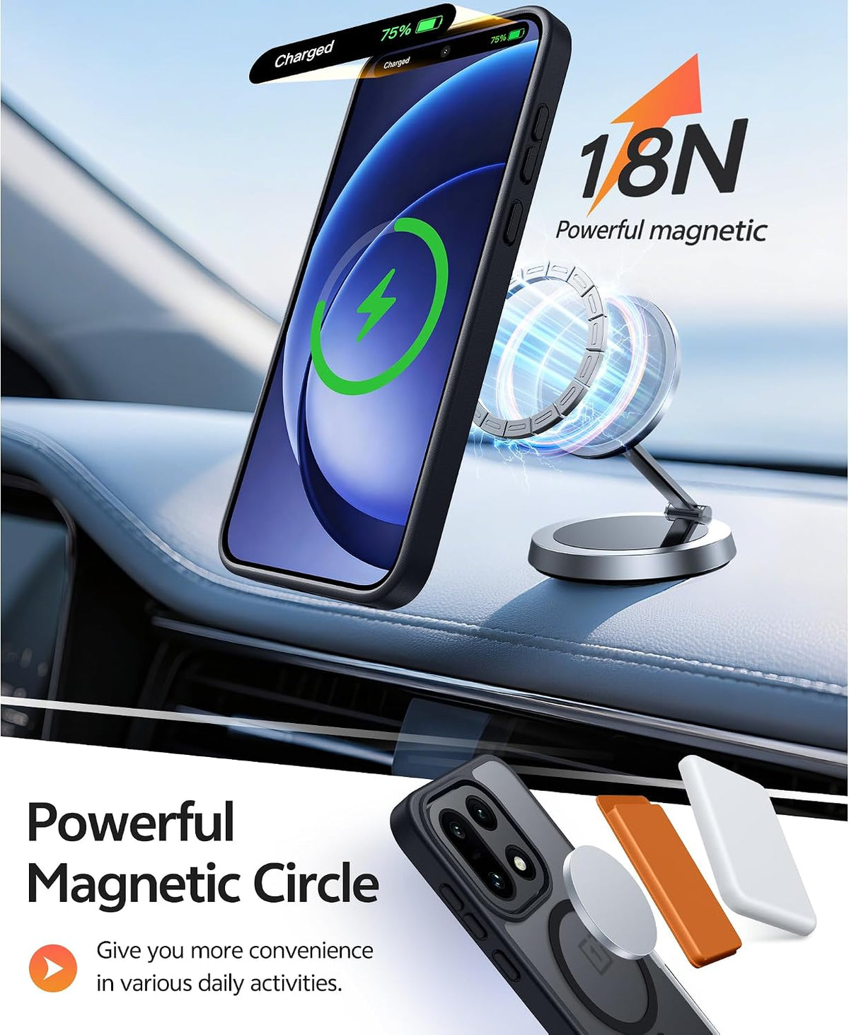 Magnetic shockproof phone case with screen protector for OnePlus 15