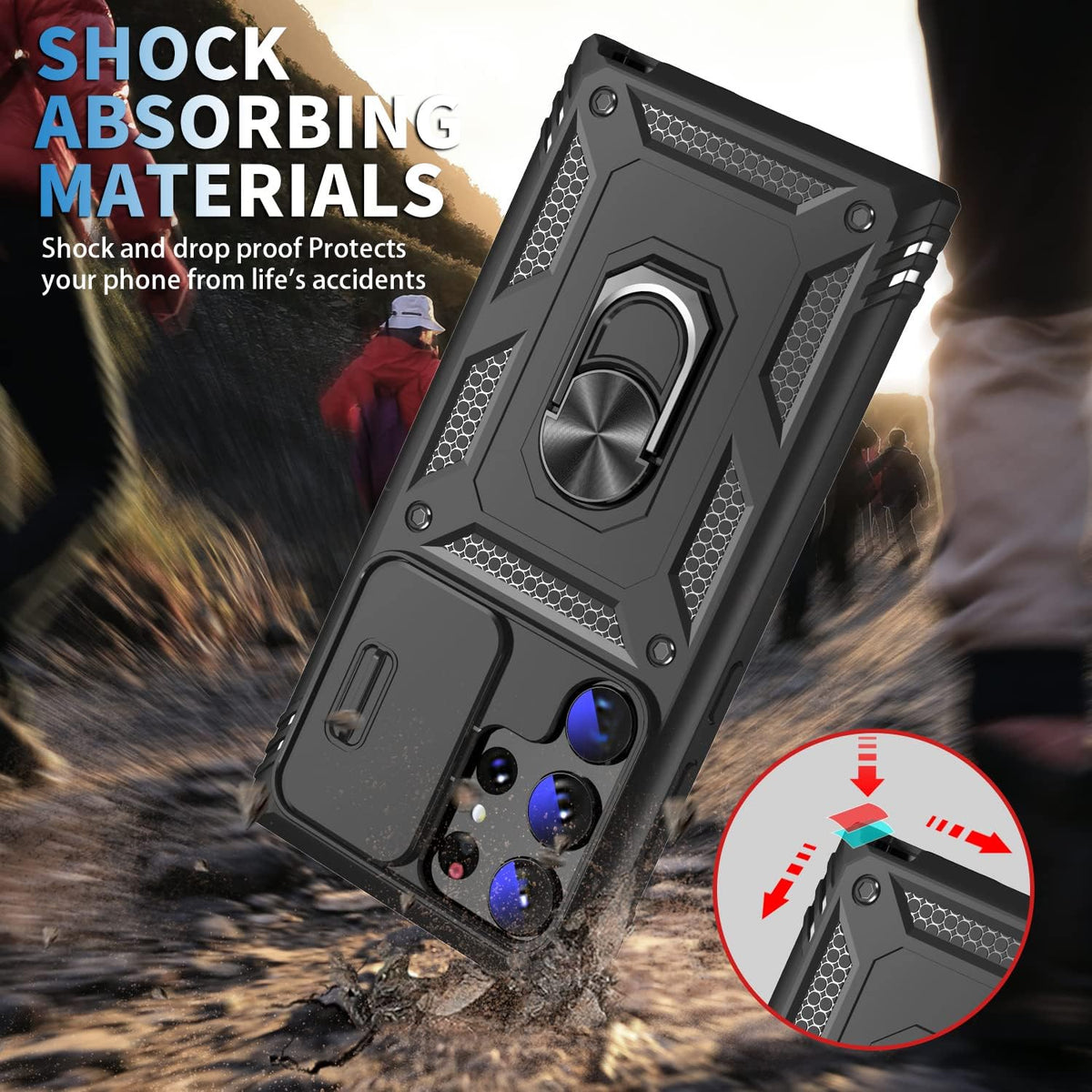 PC+TPU Shockproof  phone case  function for Samsung Galaxy S23 Ultra