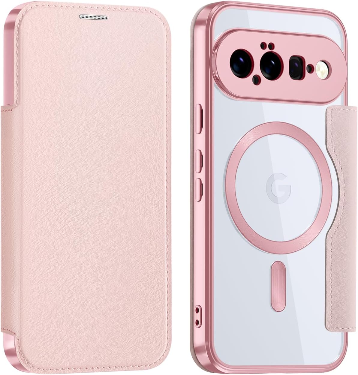 Flip wallet-style PU leather phone case for Google Pixel 10, MagSafe compatible.