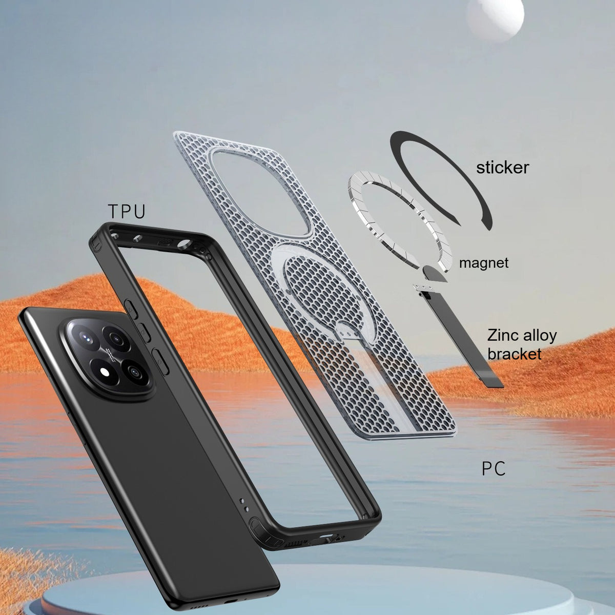 TPU+PC MagSafe cooling phone case for Redmi Note 15 Pro 4G