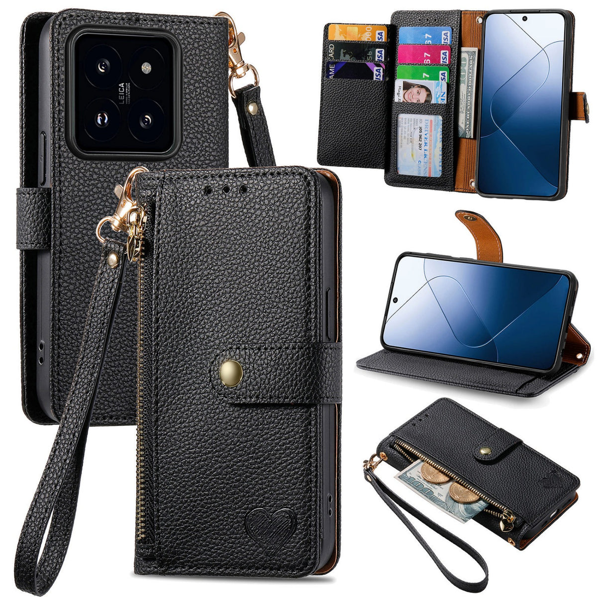 Faux leather wallet-style Card Holder phone case for Redmi Note 15 5G