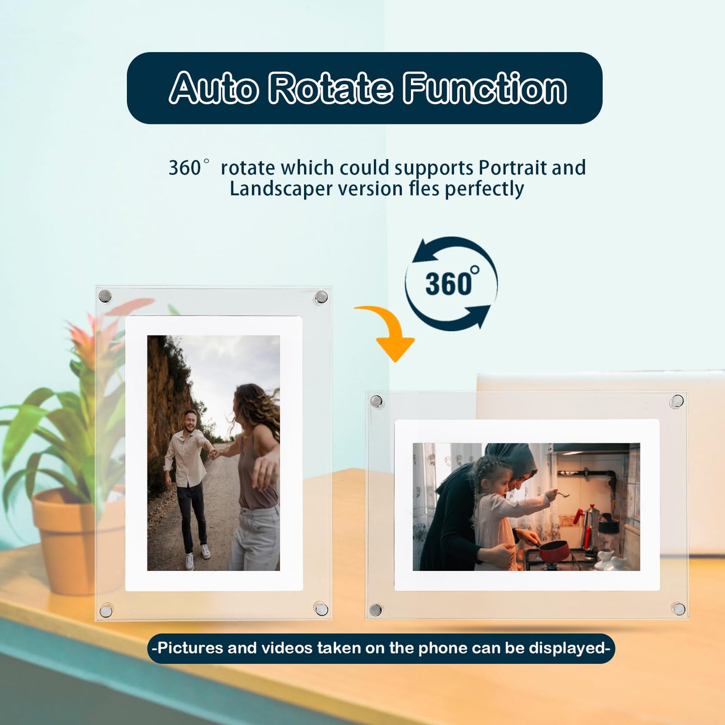 Acrylic Digital Picture Frame with Built-in 8GB Memory and 1500 mAh Battery