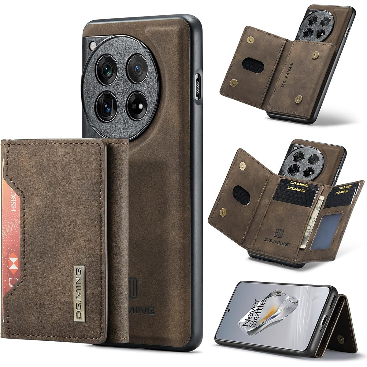 Shockproof Wallet Phone Case for OnePlus 12 | 2-in-1 Magnetic Kicksta