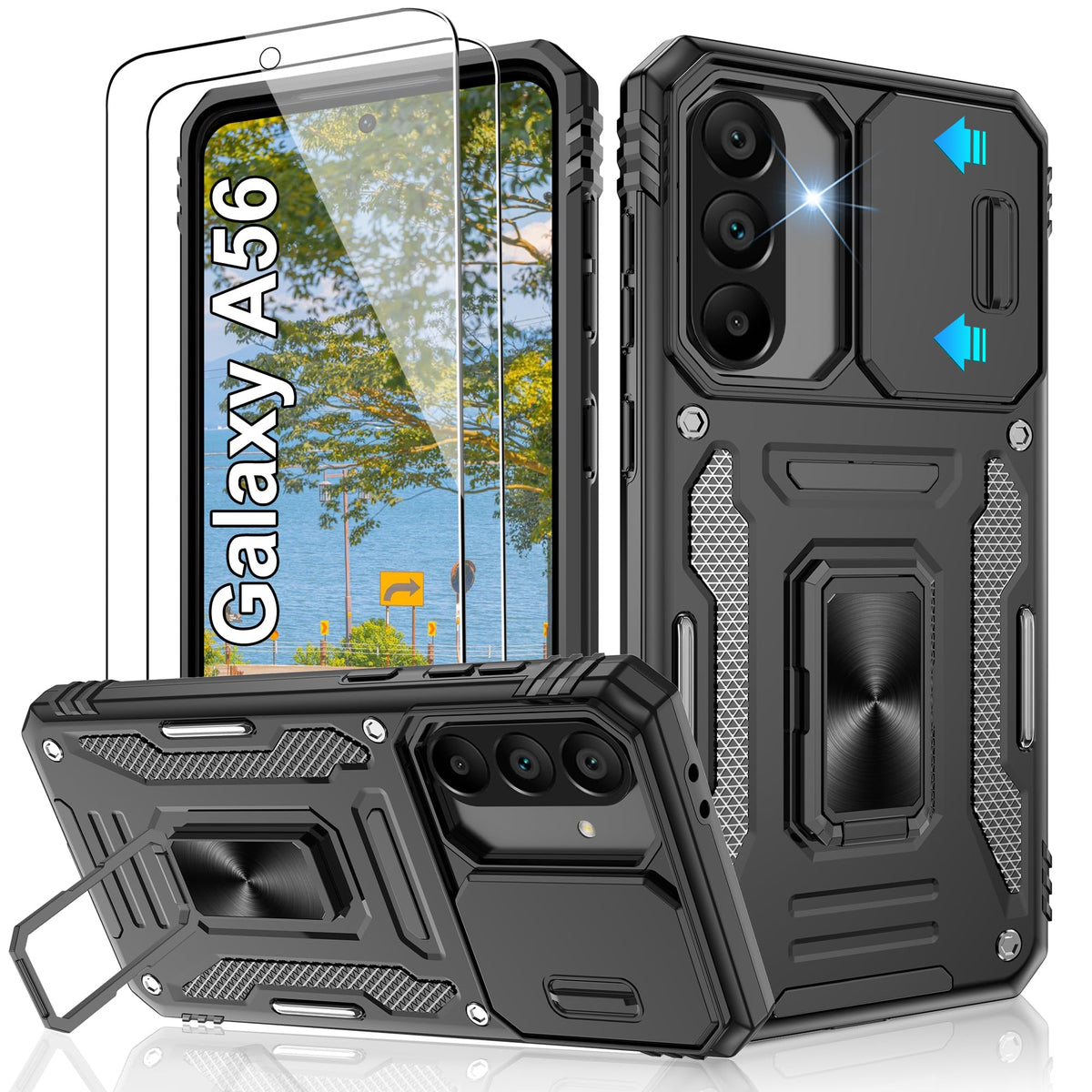 Shockproof phone case for Samsung A26 5G with 2 screen protectors