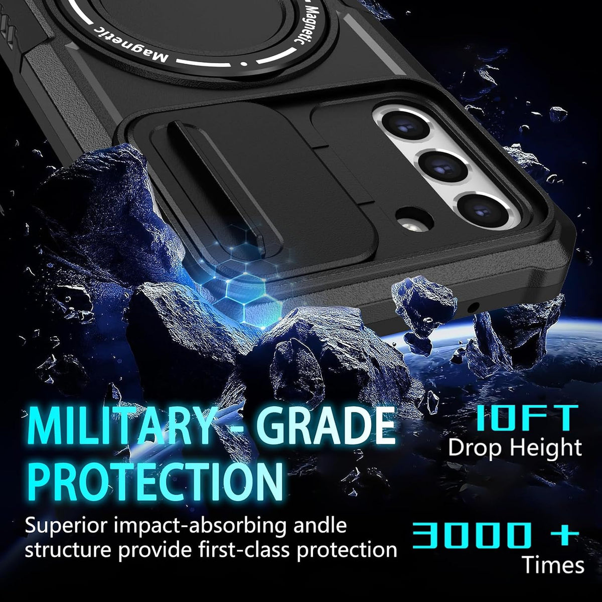 PC+TPU shockproof phone case for Samsung Galaxy S21 FE, includes 2 sc