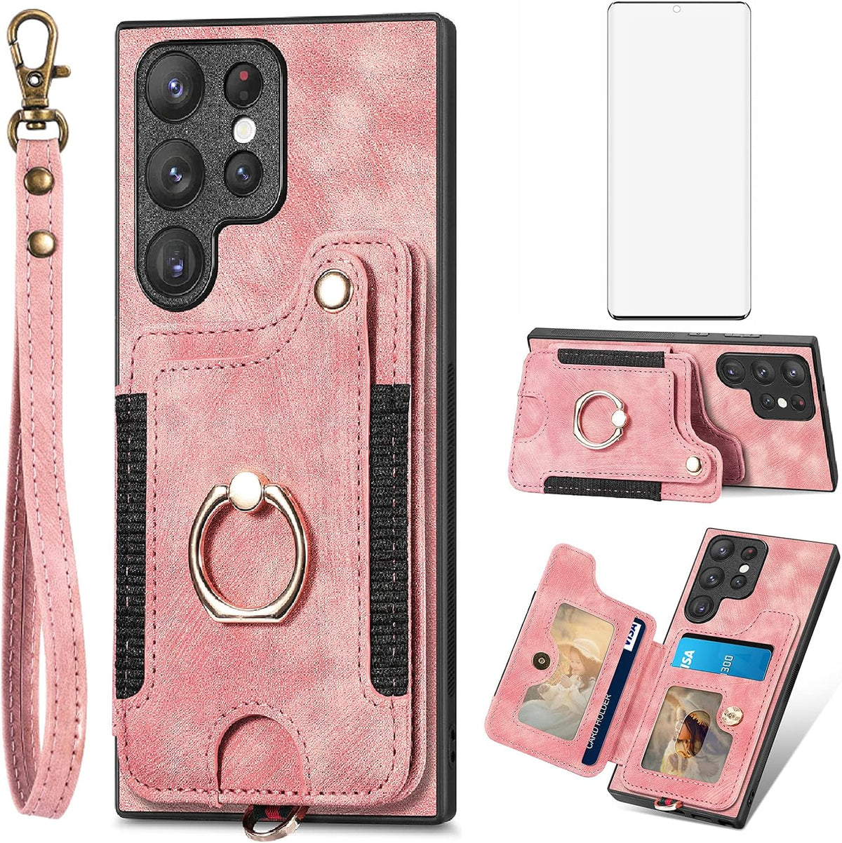 Card Holder phone case for Samsung Galaxy S22 Ultra 5G with screen pr