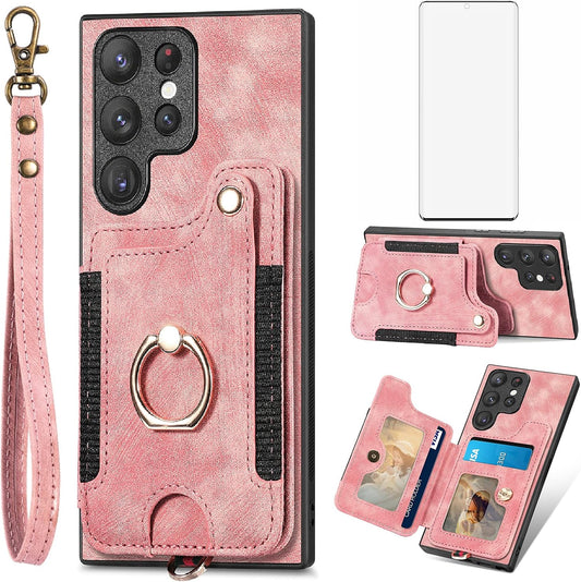 Card Holder phone case for Samsung Galaxy S22 Ultra 5G with screen pr