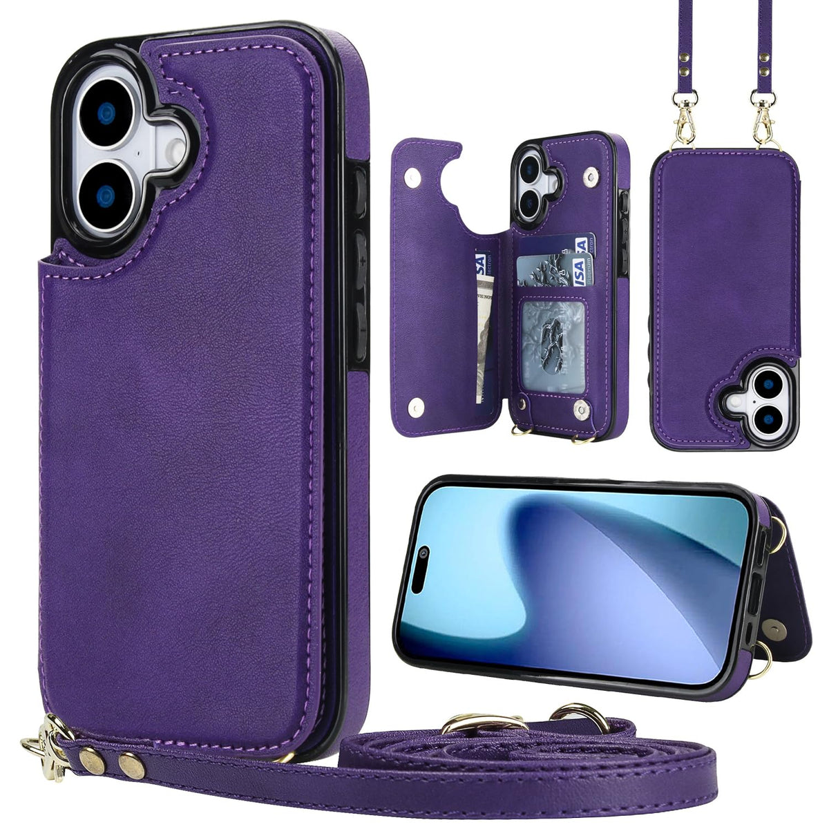 Wallet PU Leather Phone Case for iPhone 17 Pro RFID Blocking 