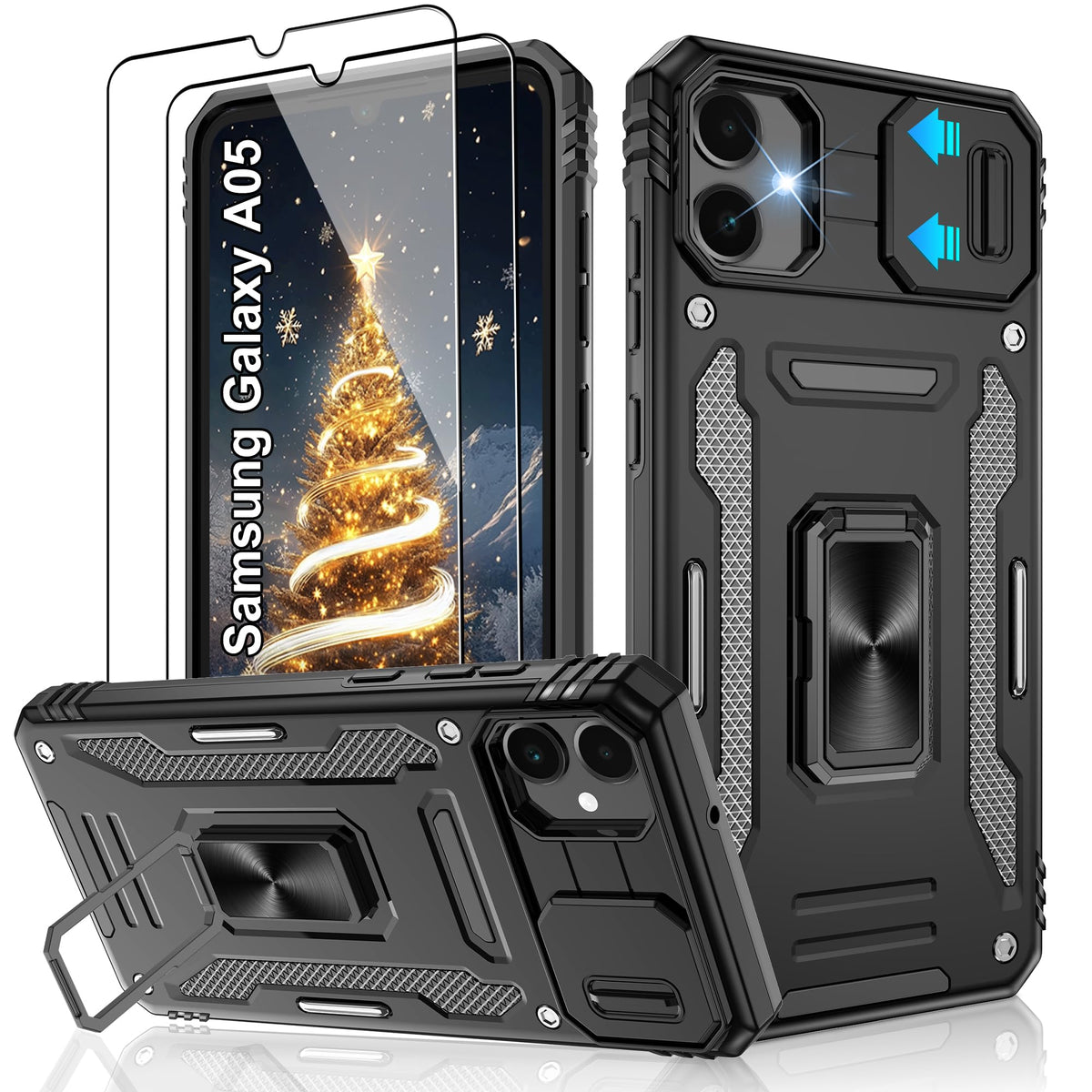 Shockproof phone case for Samsung A26 5G with 2 screen protectors