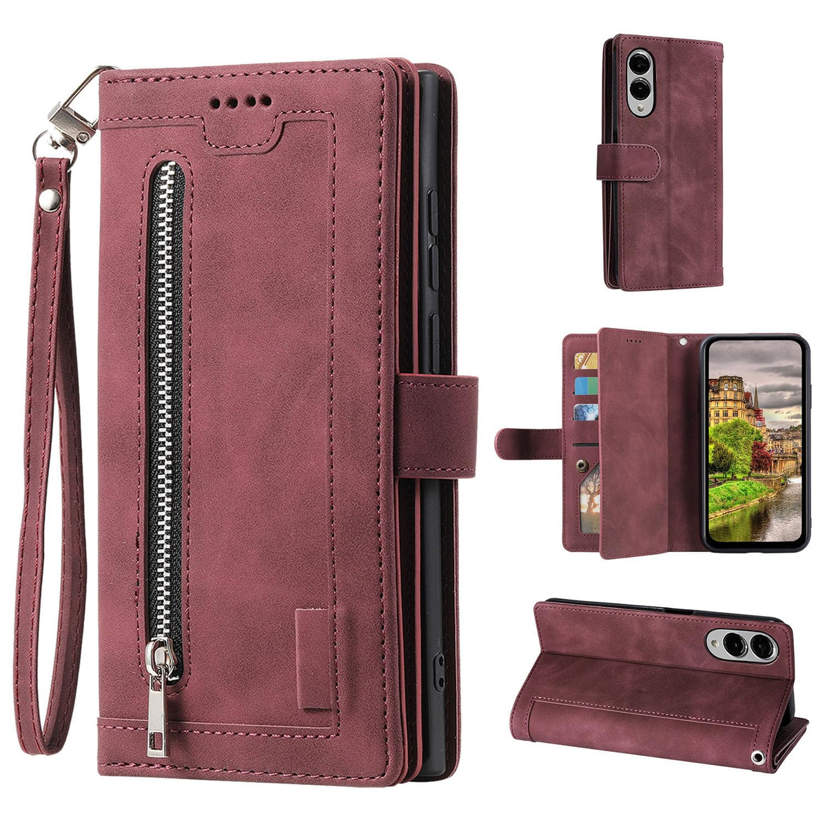 Wallet-style leather phone case for Samsung Galaxy S26 Ultra, retro style