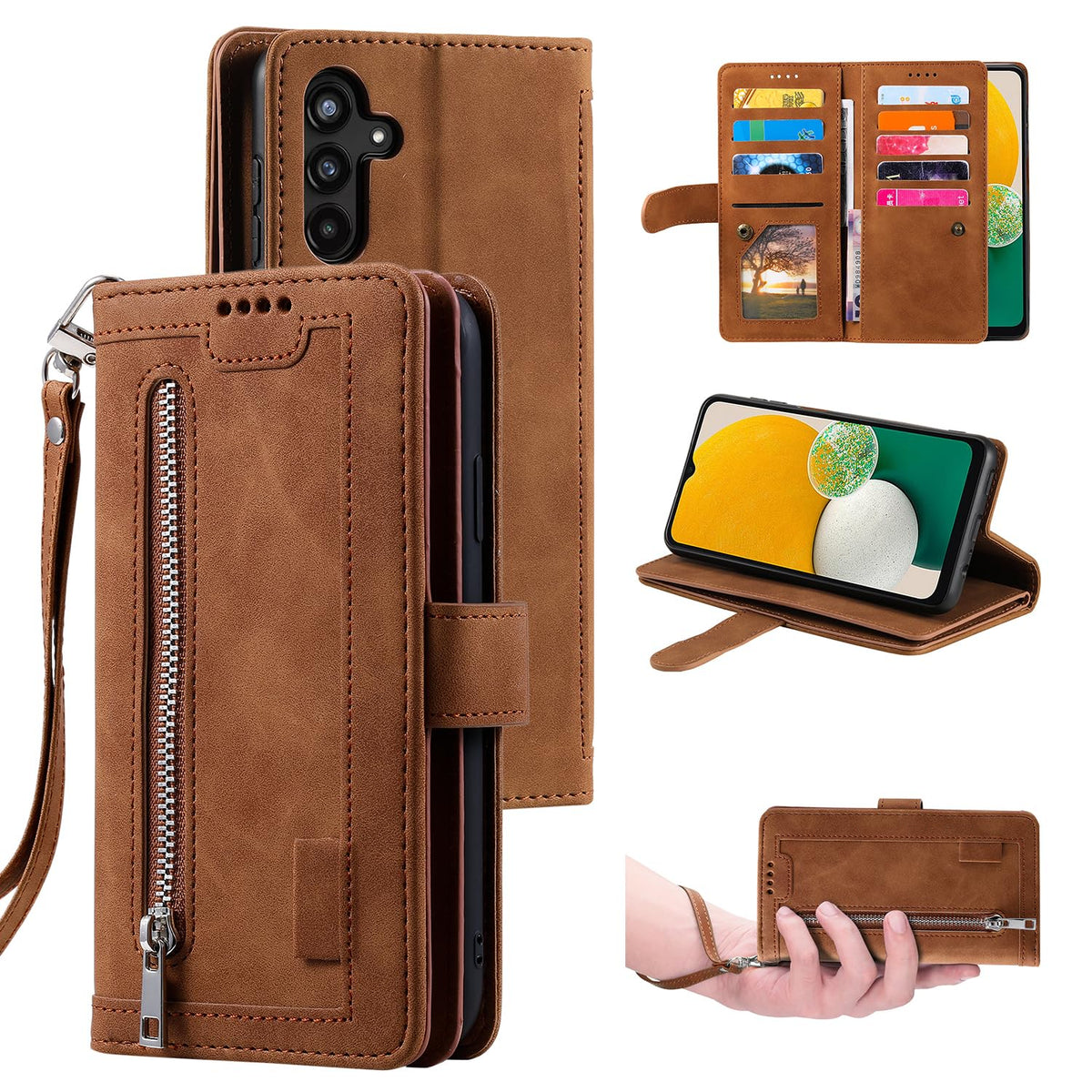 Wallet-style leather phone case for Samsung Galaxy S26 Ultra, retro style