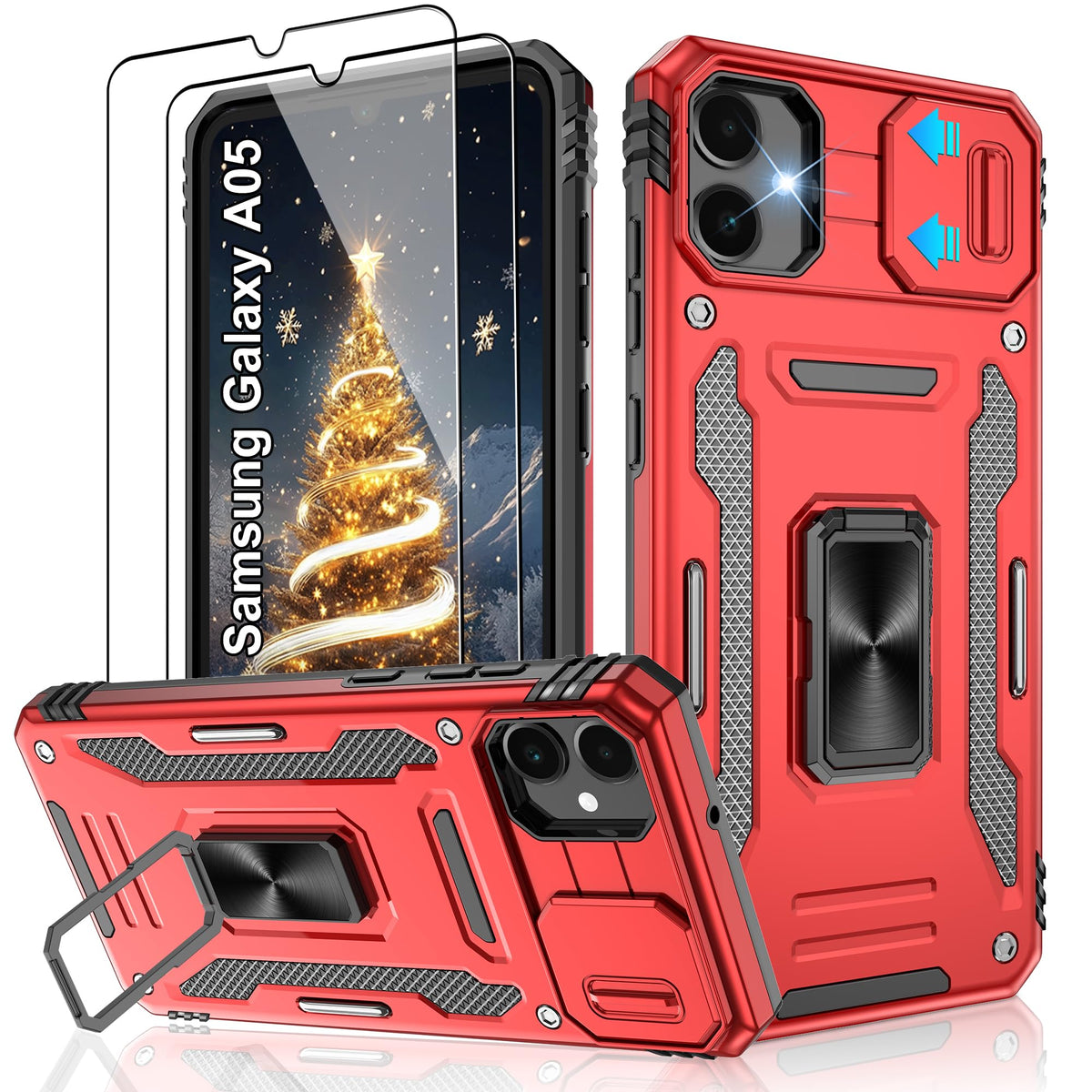 Shockproof phone case for Samsung A26 5G with 2 screen protectors