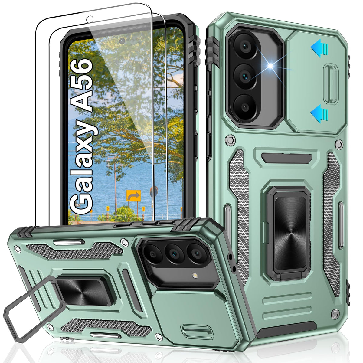 Shockproof phone case for Samsung A26 5G with 2 screen protectors