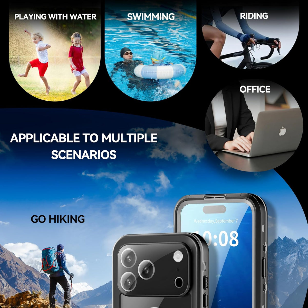 IP68 Waterproof MagSafe Phone Case iPhone 17 Pro Max PC+TPU 