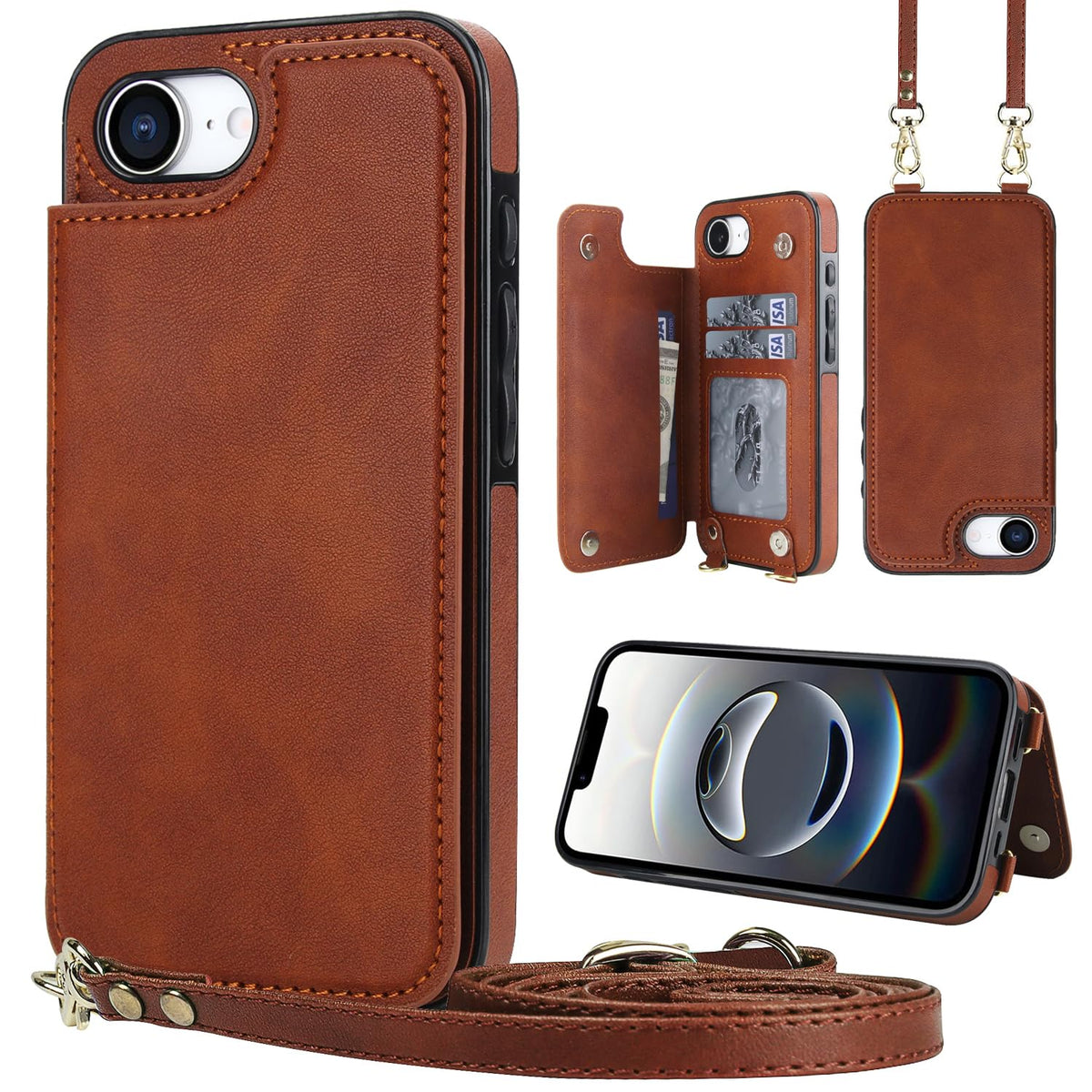 Wallet PU Leather Phone Case for iPhone 17 Pro RFID Blocking 