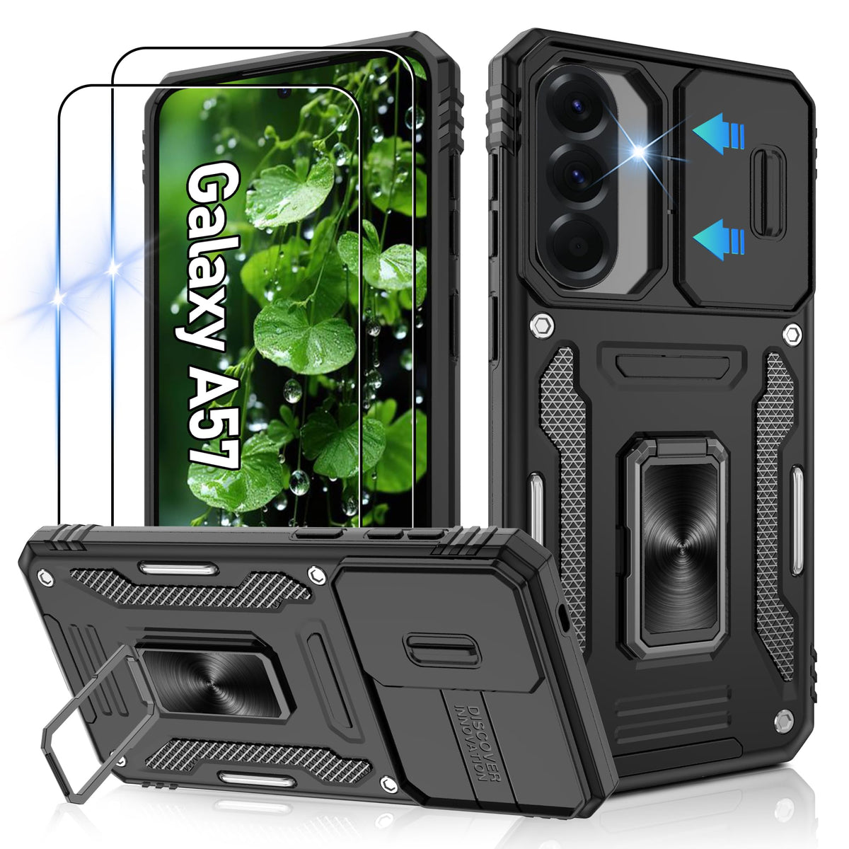 Shockproof phone case for Samsung A26 5G with 2 screen protectors