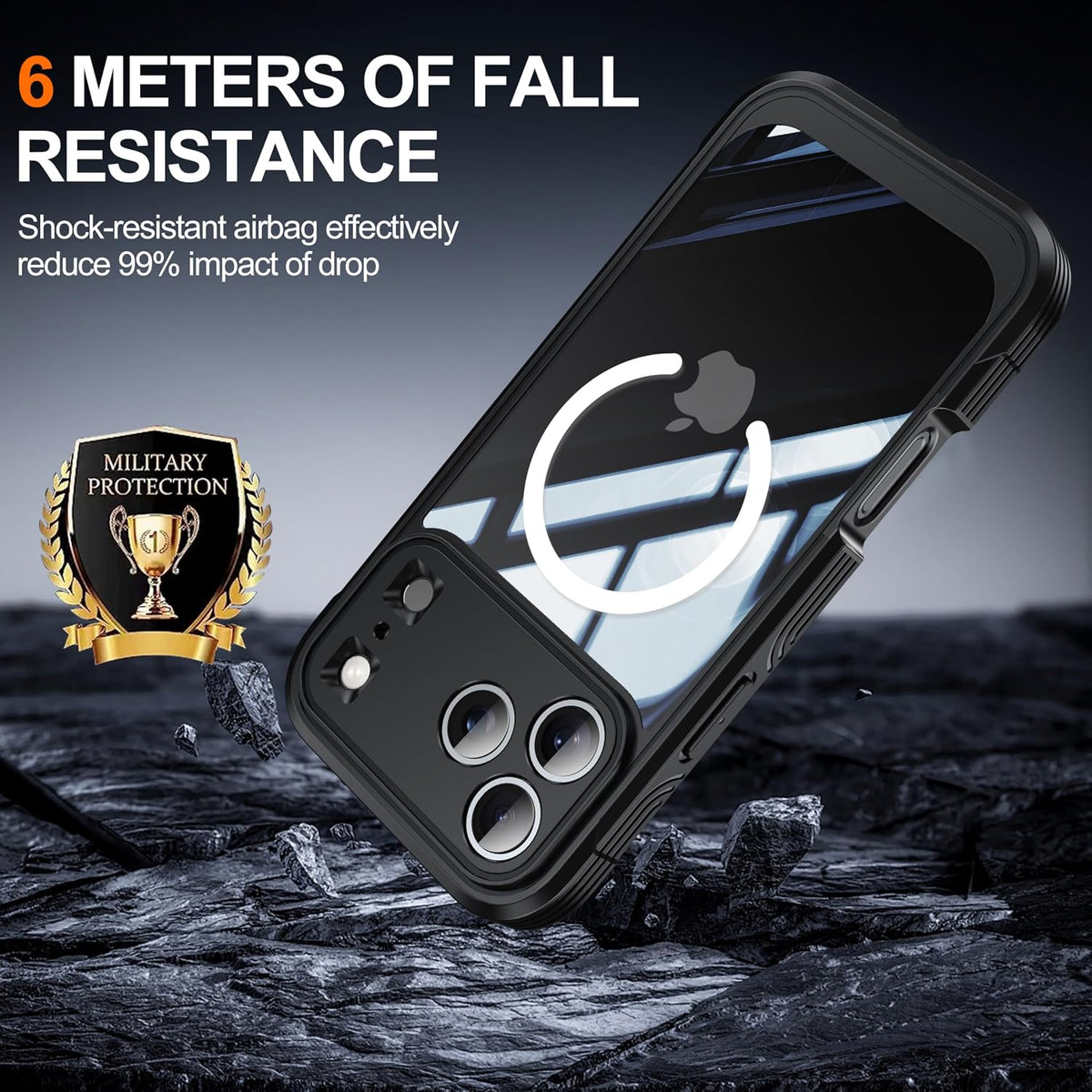 Shockproof Magnetic phone case for iPhone 17 Pro Max, military-grade 