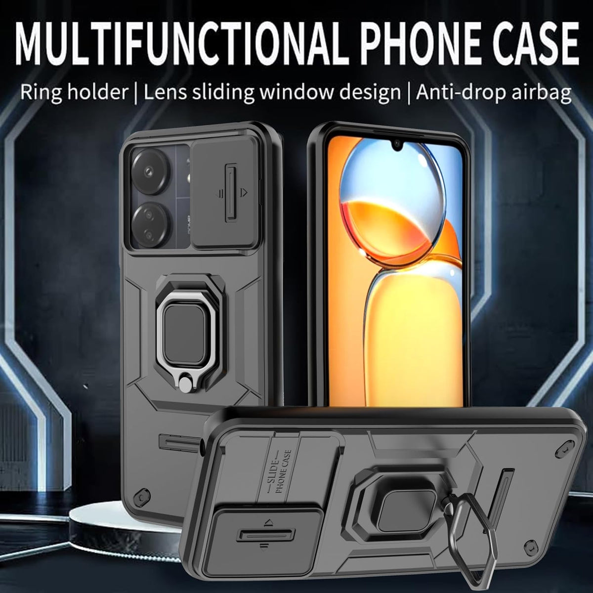 PC+TPU Shockproof Phone Case for Xiaomi Redmi 13C/Poco C65 + Screen P