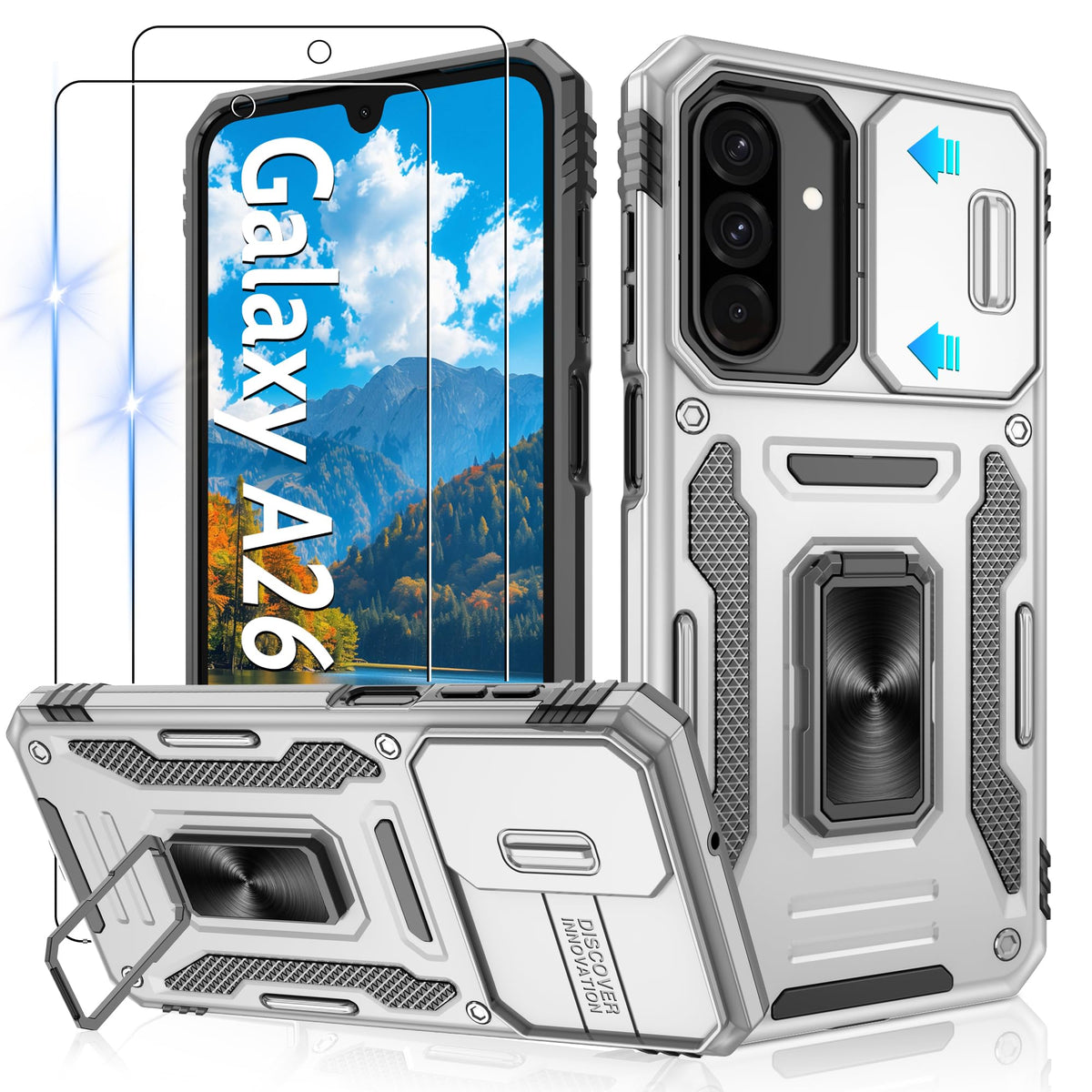 Shockproof phone case for Samsung A26 5G with 2 screen protectors
