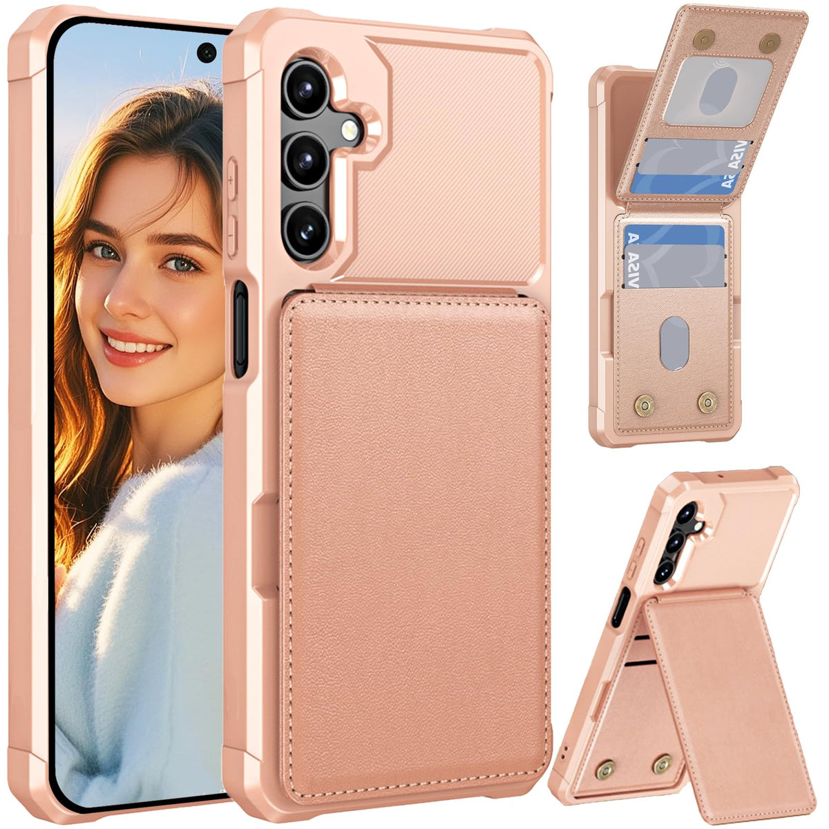Flip wallet case for Samsung Galaxy A17, military-grade shockproof, with stand