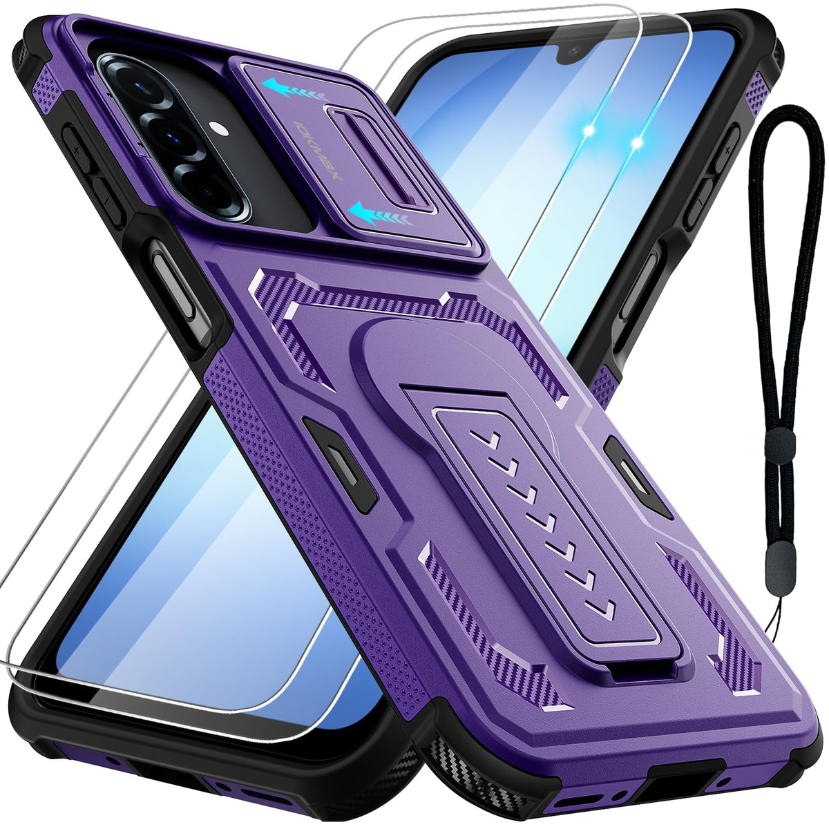Shockproof phone case for Samsung Galaxy A17/A16/A26-4G/5G, includes 2 screen protectors.