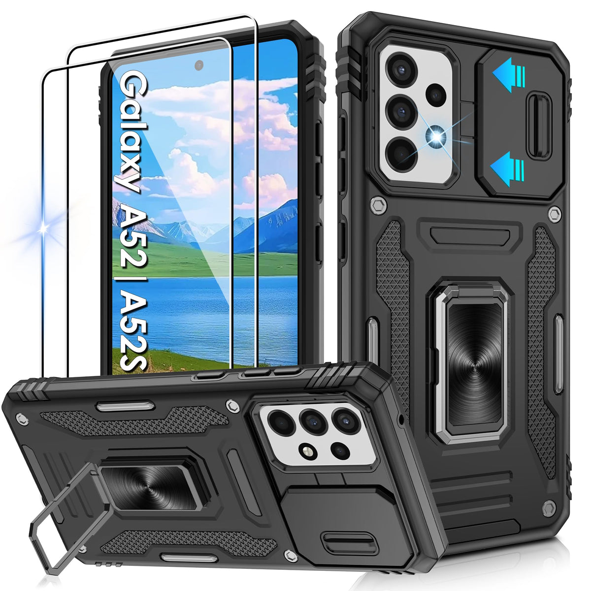 Shockproof phone case for Samsung A26 5G with 2 screen protectors