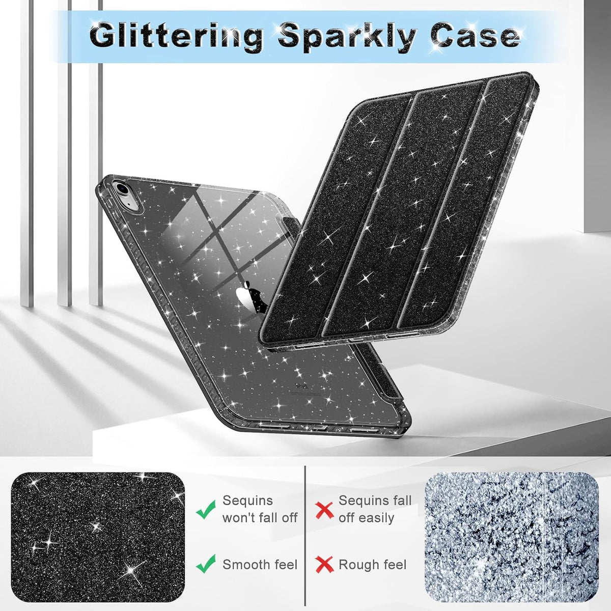 Glitter transparent protective case for iPad 11 and iPad 10 (11/10.9-inch)