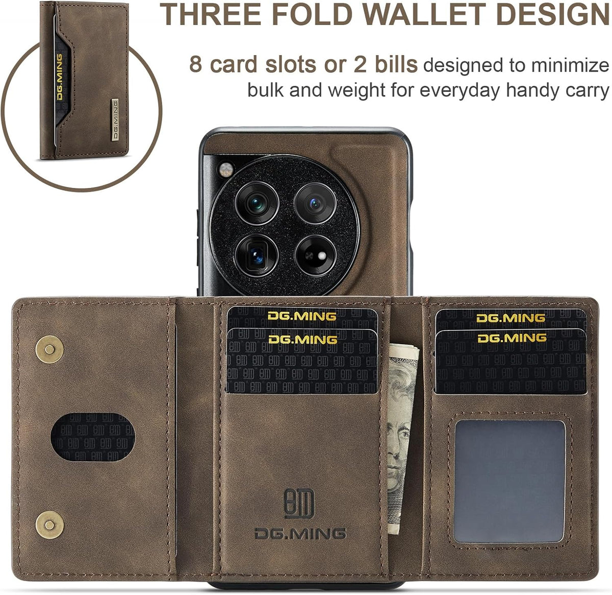 Shockproof Wallet Phone Case for OnePlus 12 | 2-in-1 Magnetic Kicksta