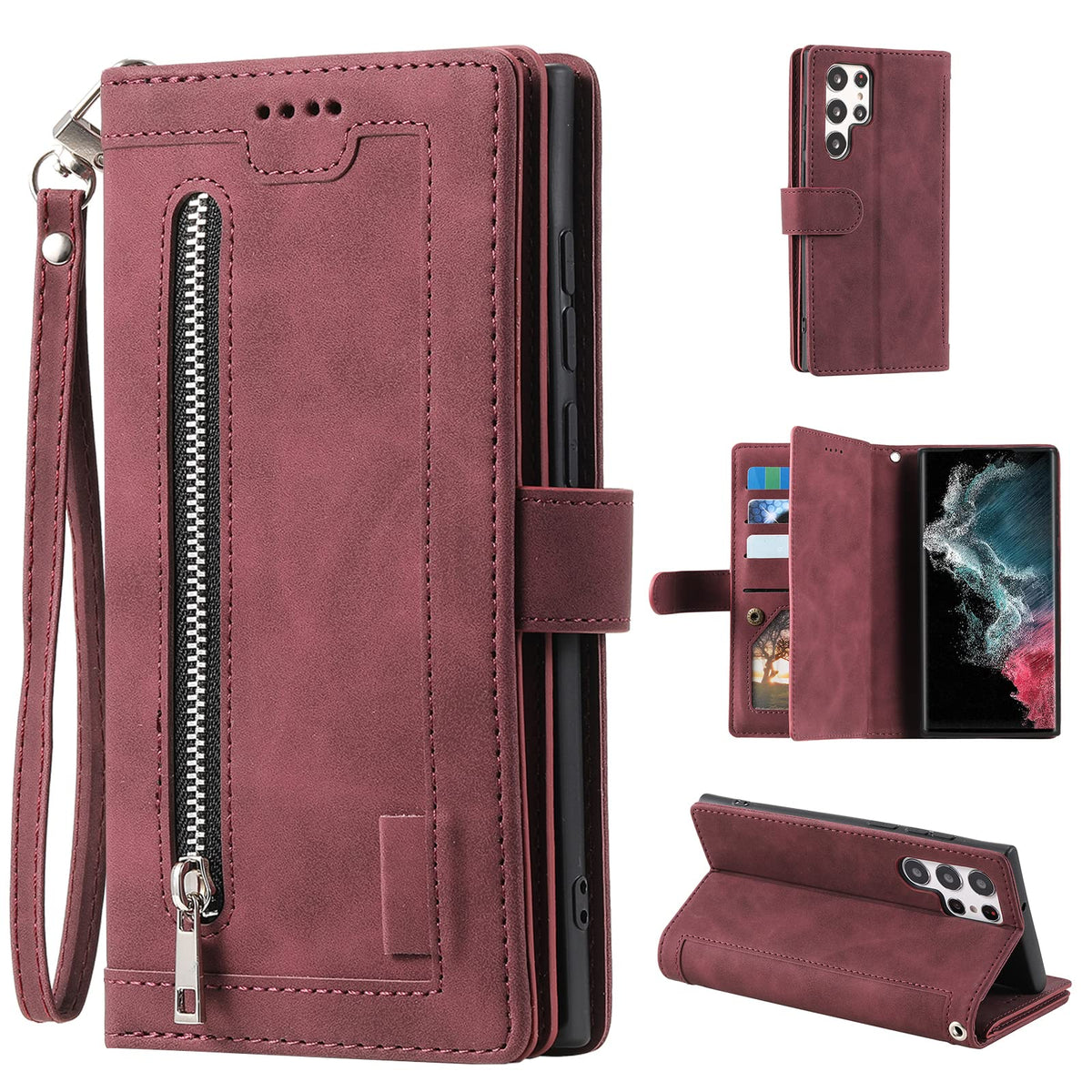 Wallet-style leather phone case for Samsung Galaxy S26 Ultra, retro style