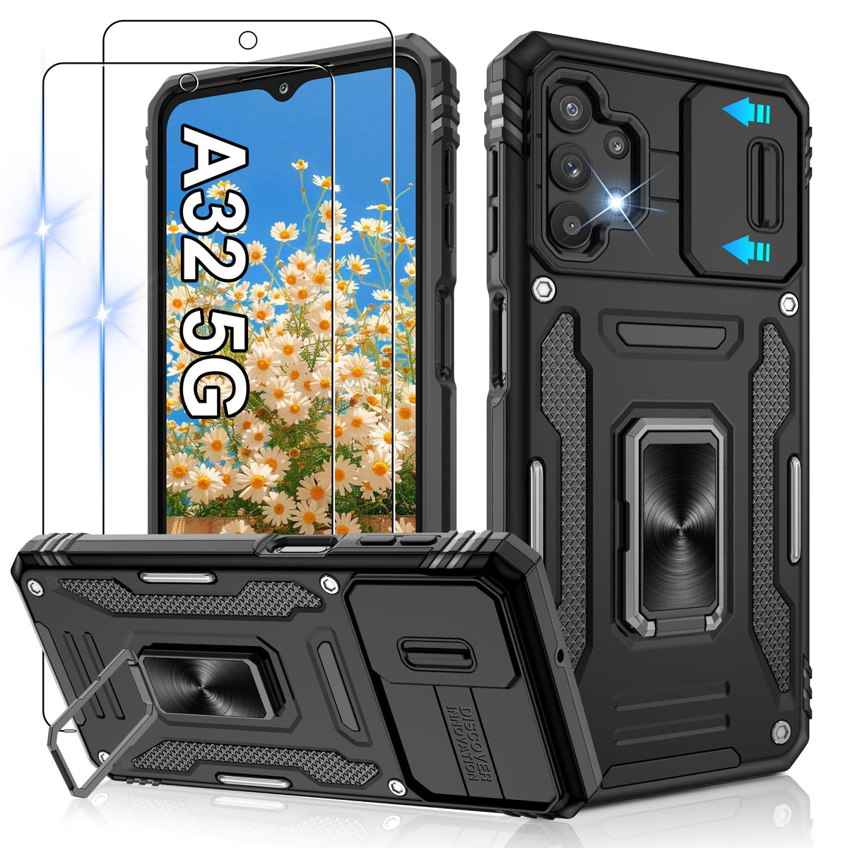 Shockproof phone case for Samsung A26 5G with 2 screen protectors